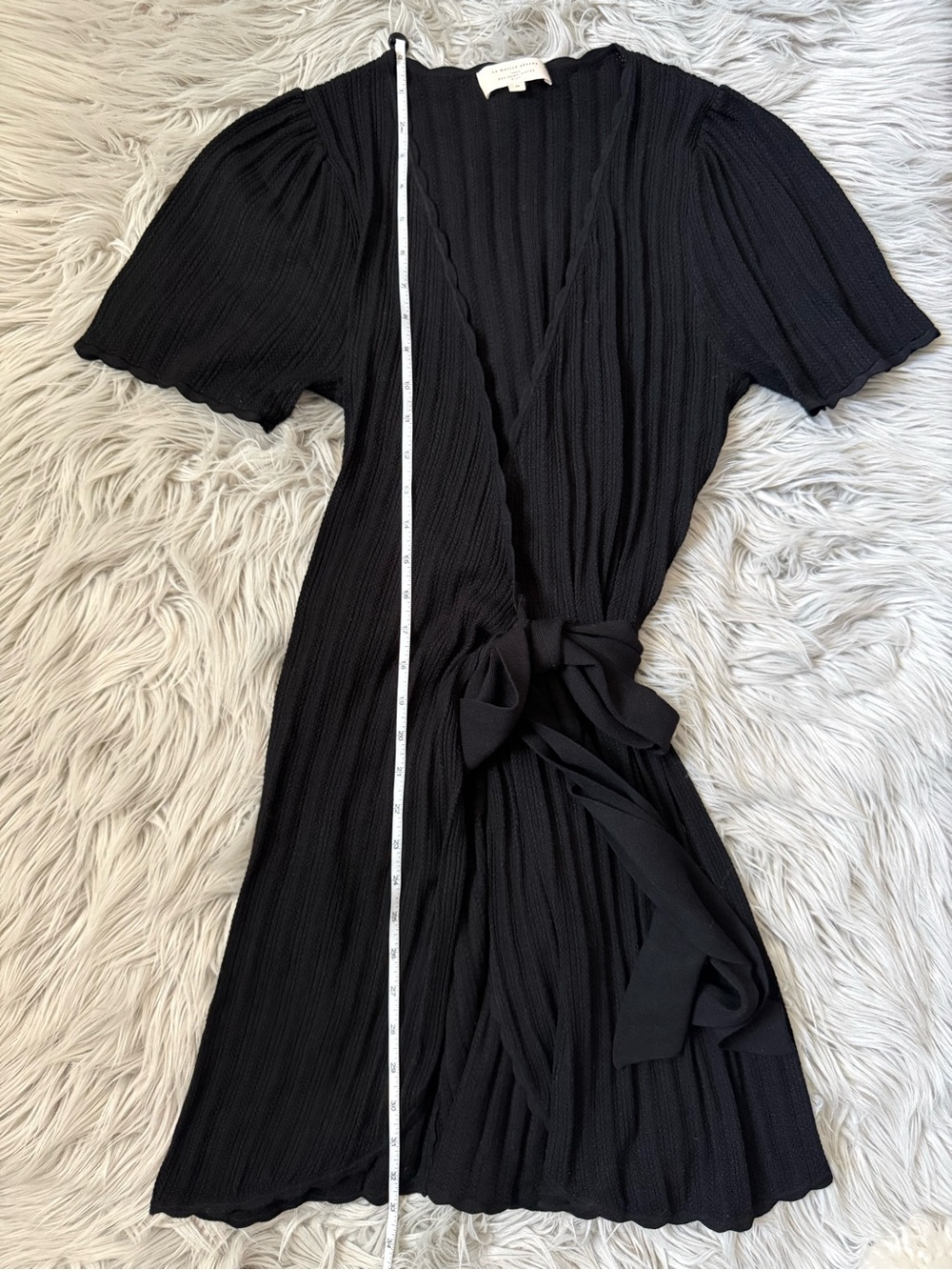 SEZANE Luisa Dress Robe Wrap Scalloped Knit Sweater in Black Size Medium - Picture 11 of 12